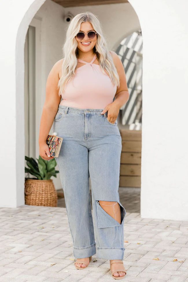 Britt Busted Knee Straight Leg Jeans FINAL SALE | Pink Lily