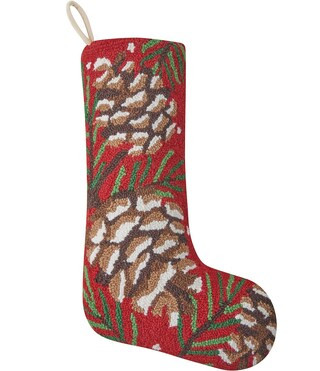 Peking Handicraft Pine Cone Wool Hooked Holiday Stocking | Dillard's | Dillard's