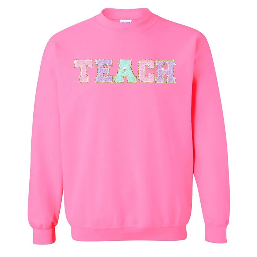 Teach Letter Patch Crewneck Sweatshirt | United Monograms