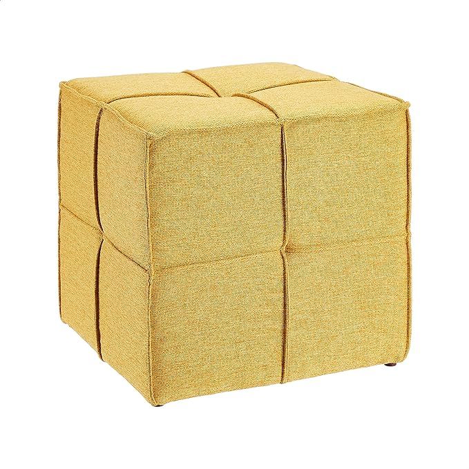 FIRST HILL FHW Delicate Square Bean Bag Ottoman,Light Yellow | Amazon (US)