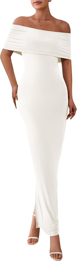 PRETTYGARDEN Off The Shoulder Dresses for Women 2025 Summer Elegant Bodycon Formal Cocktail Party... | Amazon (US)