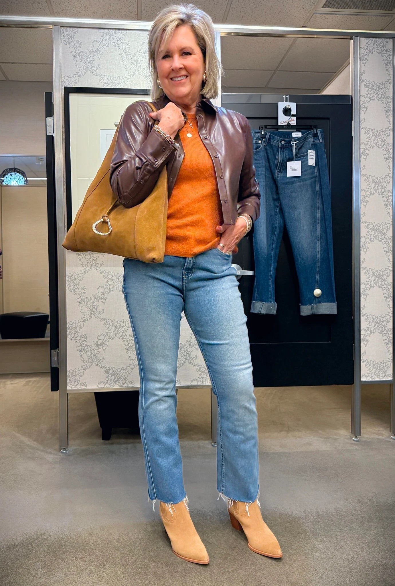 Faux leather shirt size large | cashmere and silk tank size large | kick flare jeans size 8 | western booties | hobo handbag (one of my favorites)! Nsale | fall trends | fall fashion 

#LTKOver40 #LTKStyleTip #LTKMidsize