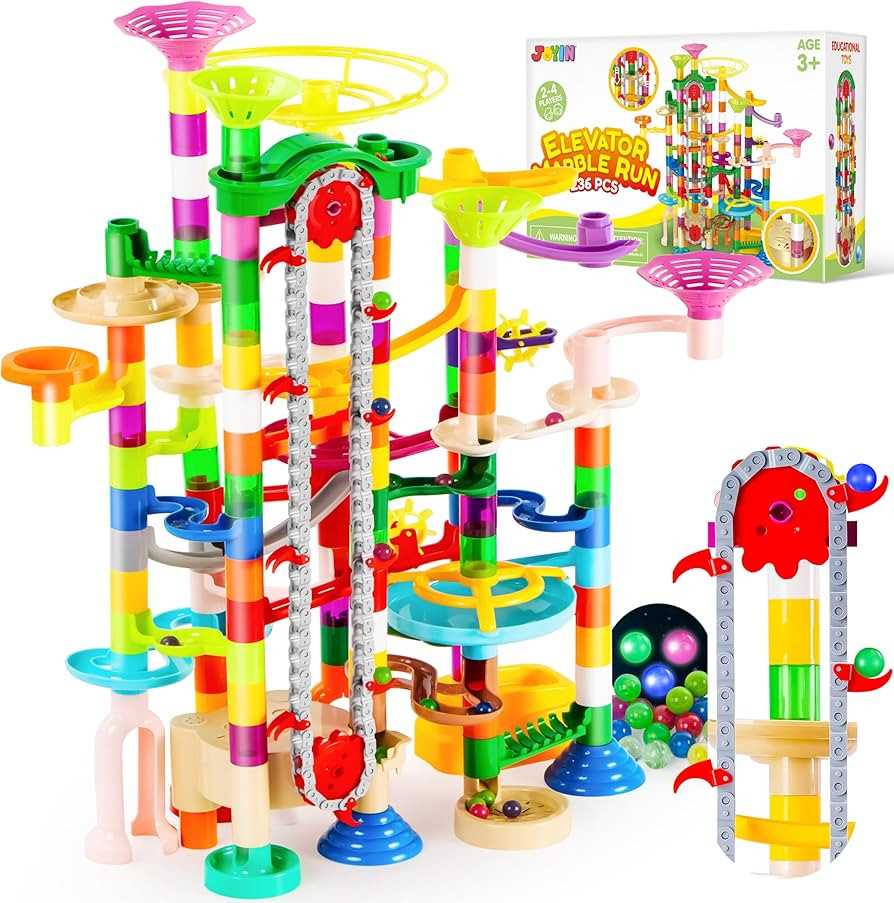 JOYIN 236Pcs Glowing Marble Run with Motorized Elevator- Construction Building Blocks Toys with 3... | Amazon (US)
