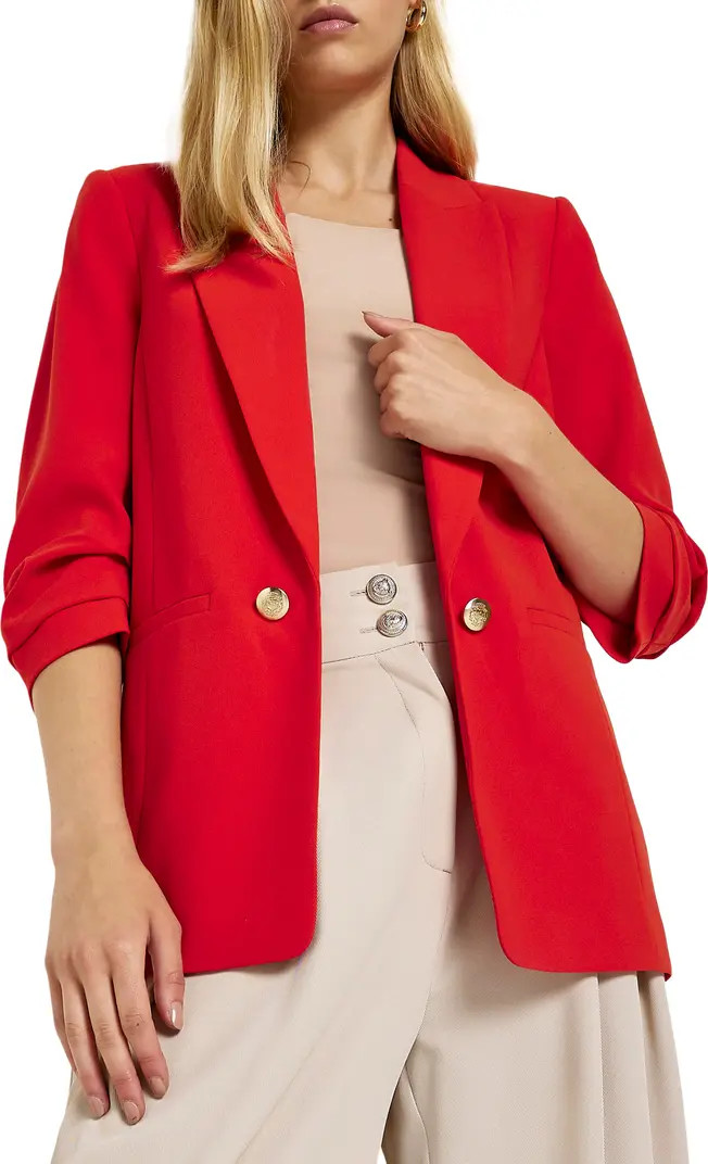 River Island Ruched Sleeve Blazer | Nordstrom | Nordstrom