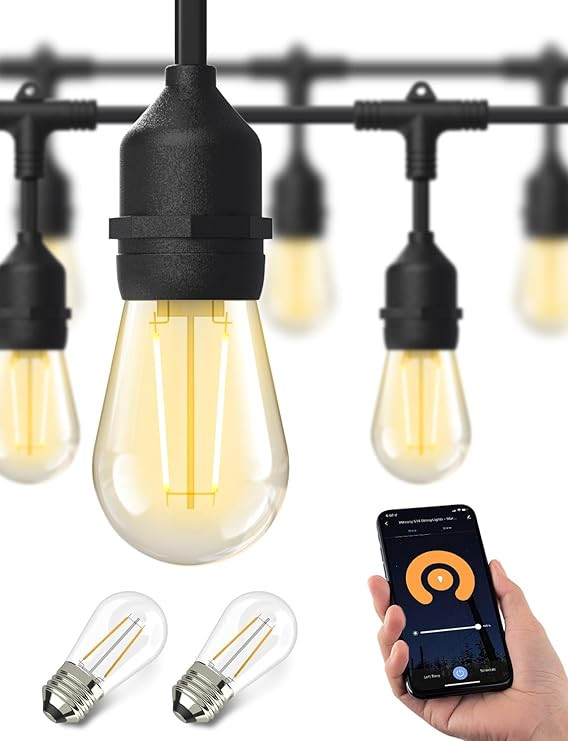 XMCOSY+ Smart Outdoor String Lights, 98Ft LED Patio Lights Waterproof IP65, App Control, Compatib... | Amazon (US)