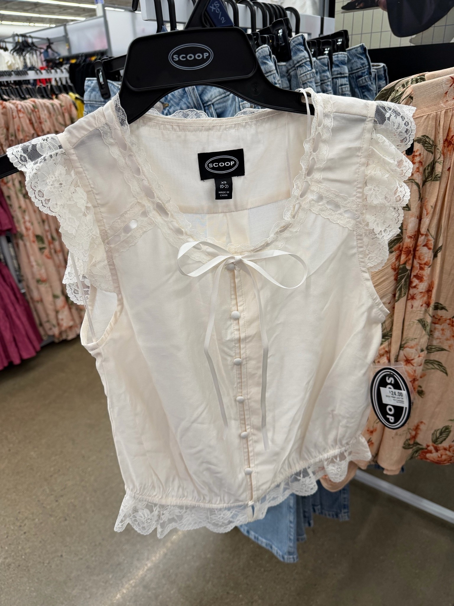The top of the summer! Dainty white tops with lace and other feminine details, and Walmart has the trend for less! #walmartfashion