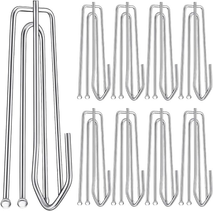 60PCS Stainless Steel Drapery Hook and Pin for Pleated Drapes 4 Prongs Pinch Pleat Clips Traverse... | Amazon (US)