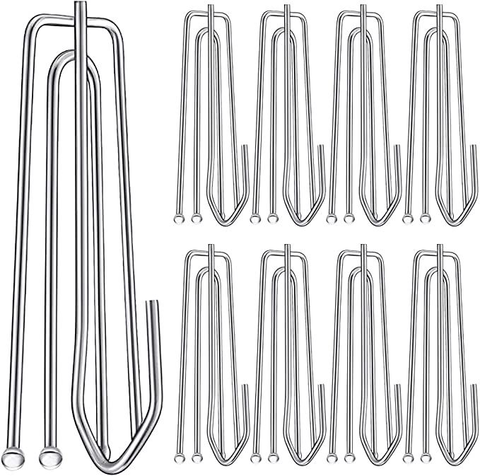 30PC Stainless Steel Curtain Pleat Hooks,Drapery Hook and Pin for Pleated Drapes 4 Prongs Pinch P... | Amazon (US)