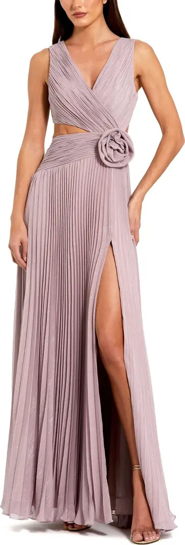 Ruched Chiffon Sleeveless Gown With 3D Flower | Nordstrom