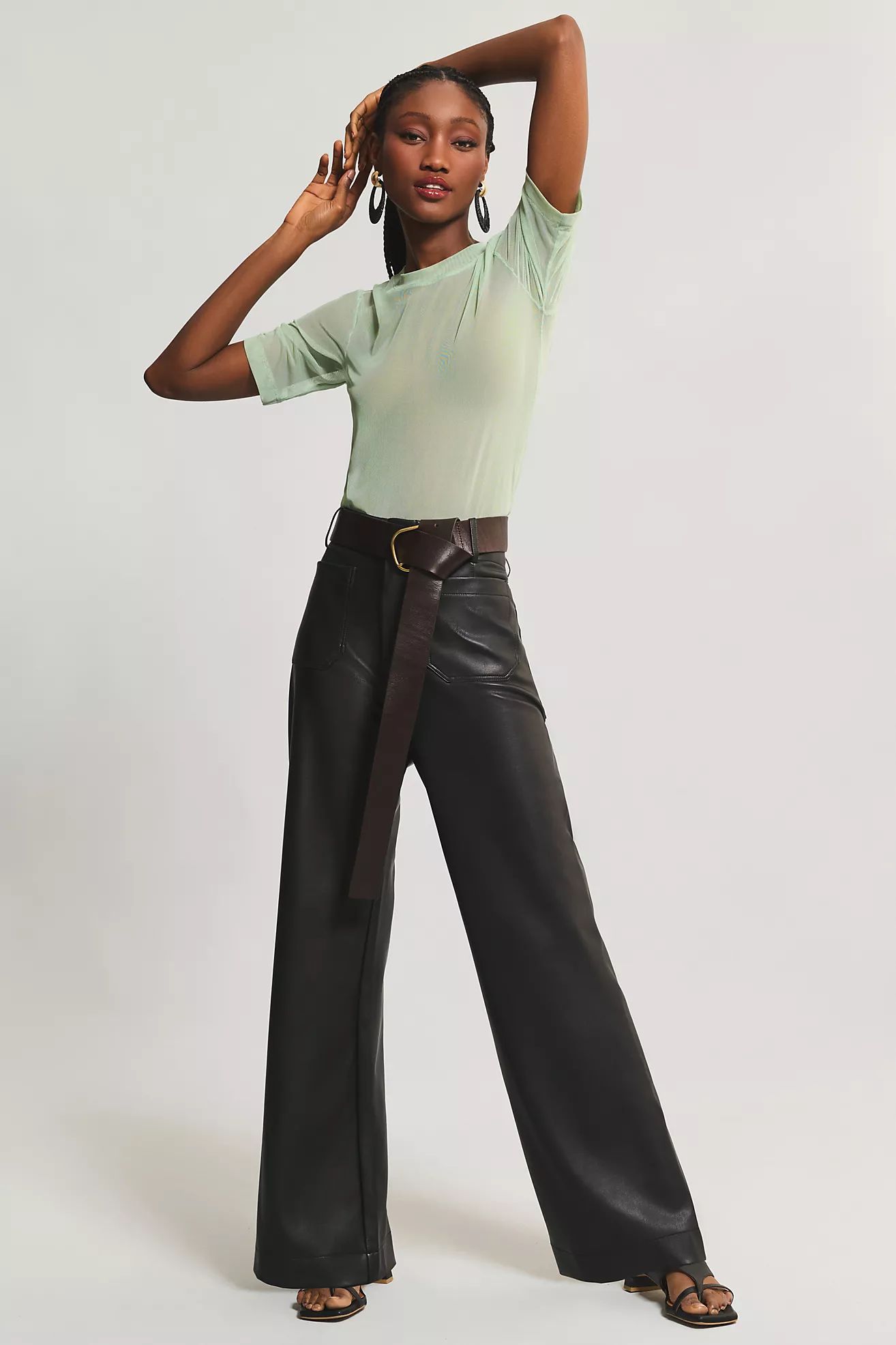 The Colette Wide-Leg Faux Leather Pants | Anthropologie (US)