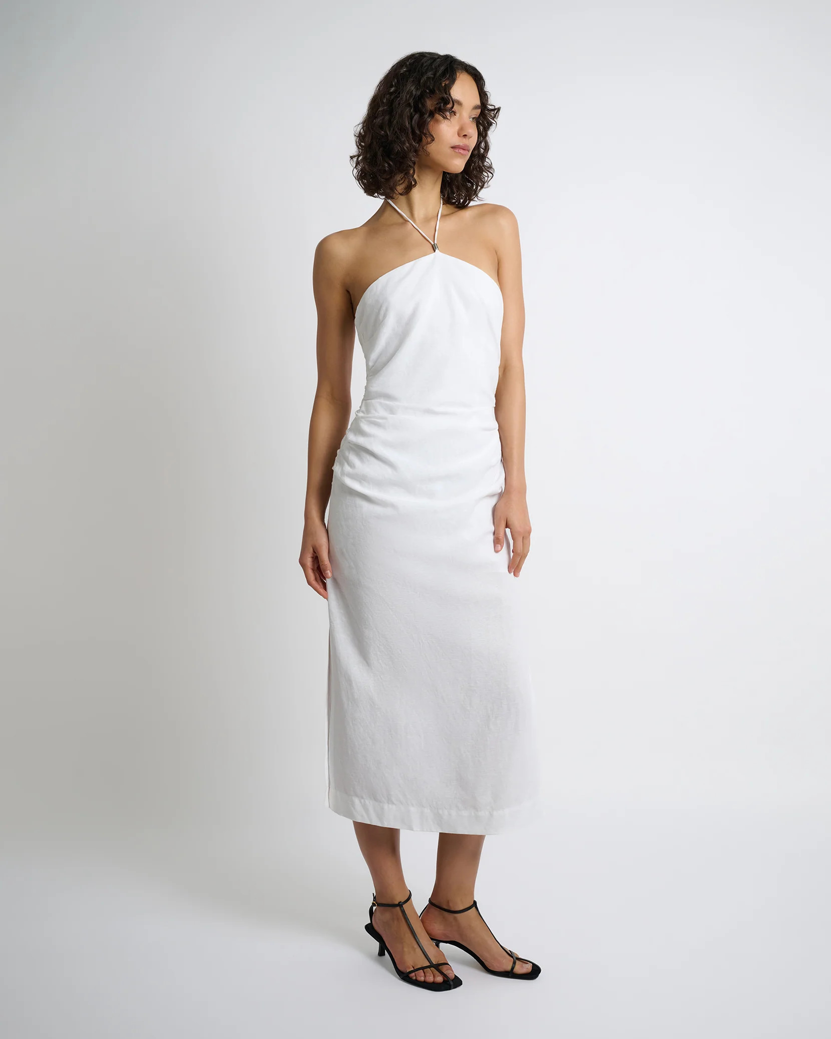 Air Linen Ruched Halter Dress | onia