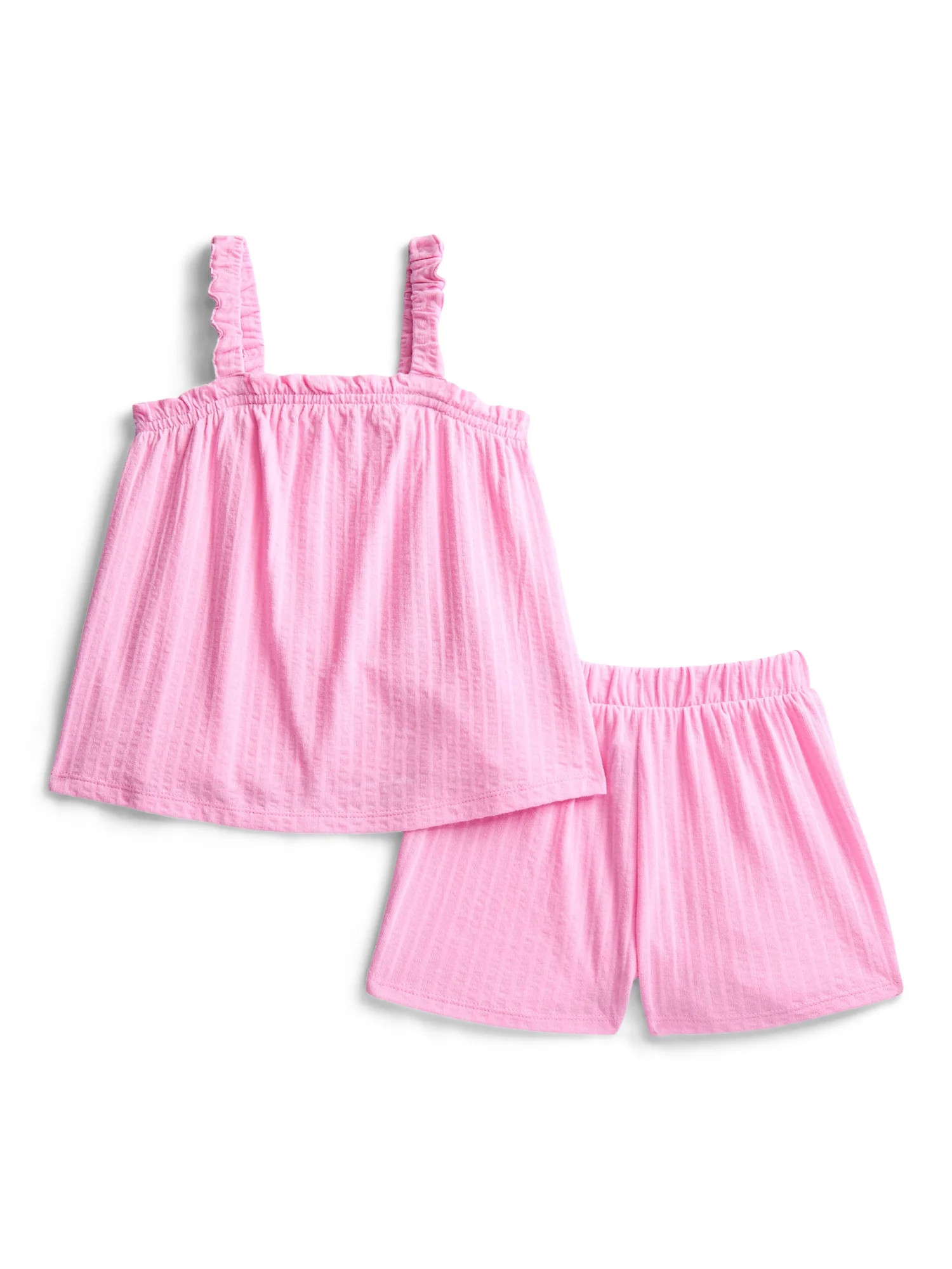 Wonder Nation Toddler Girls Ribbed Tank Top and Shorts 2-Piece Set, Sizes 12M\u20135T - Walmart.c... | Walmart (US)