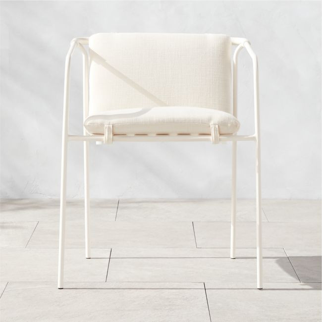 Navene Ivory Outdoor Dining Armchair | CB2
