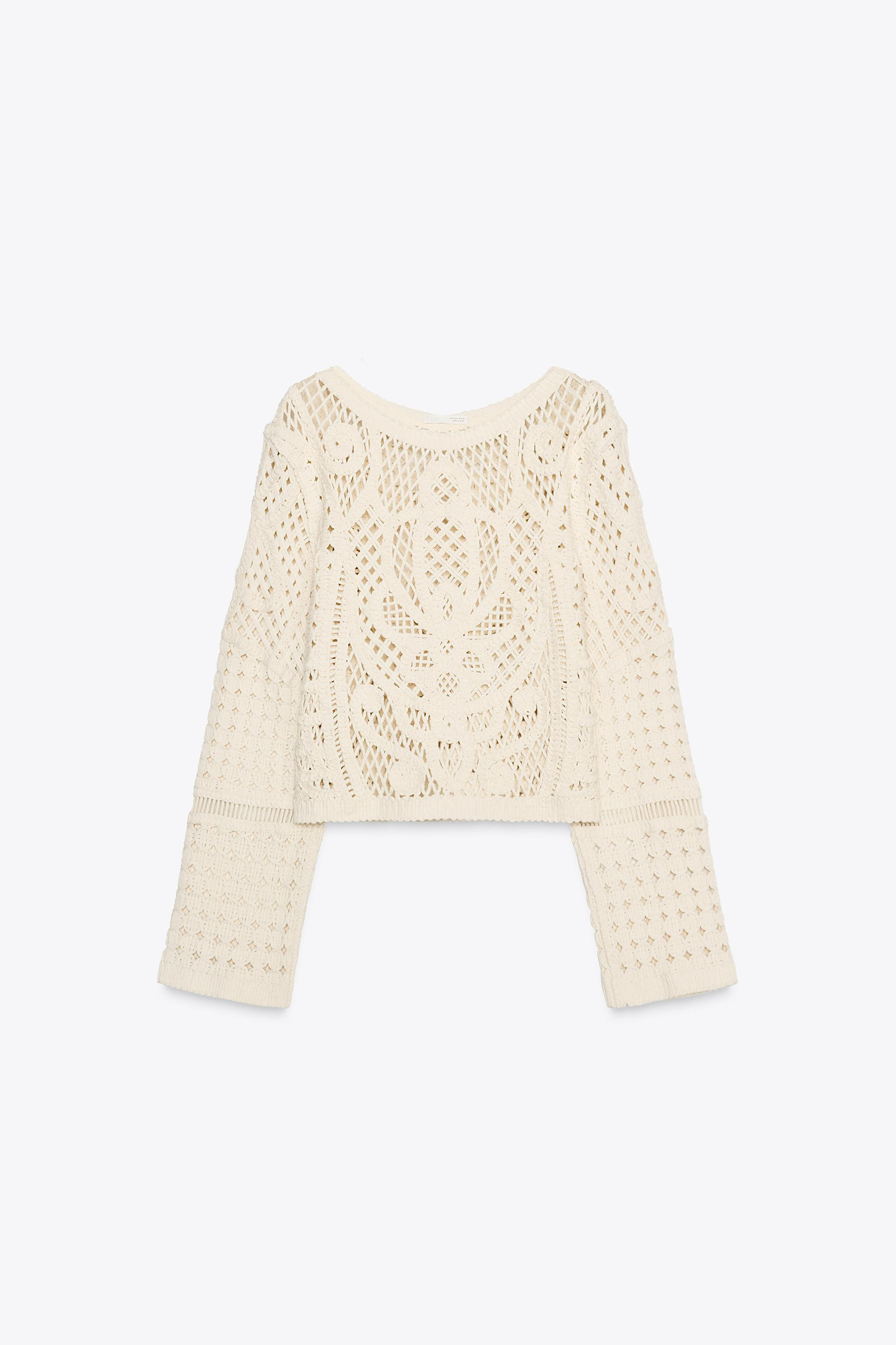 LONG SLEEVE CROCHET TOP | Zara US