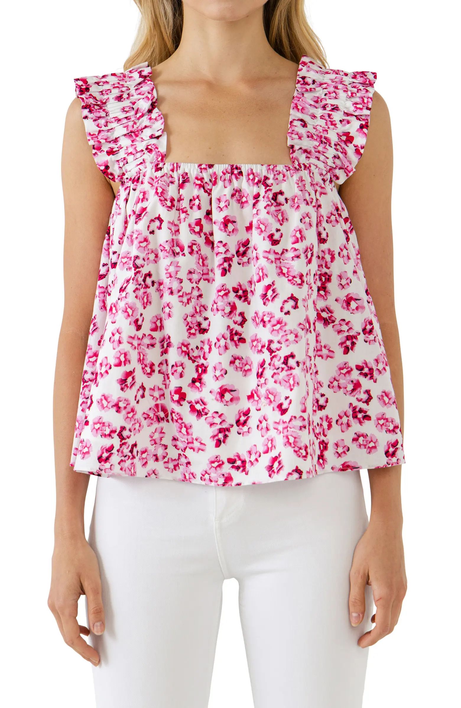 Floral Ruffle Cotton Top | Nordstrom