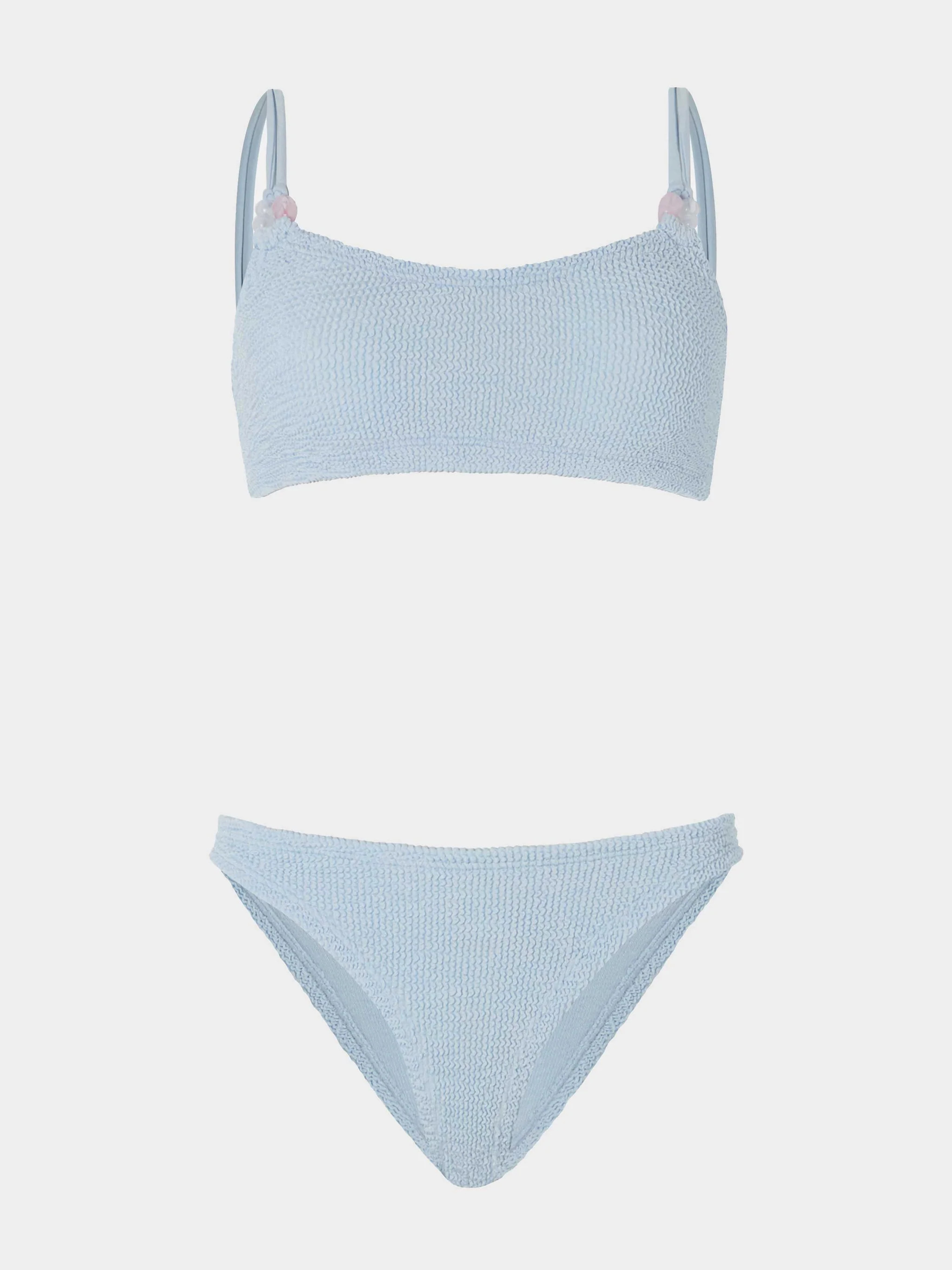 Cassie Beaded Bikini - Metallic Ice Blue | HUNZA G