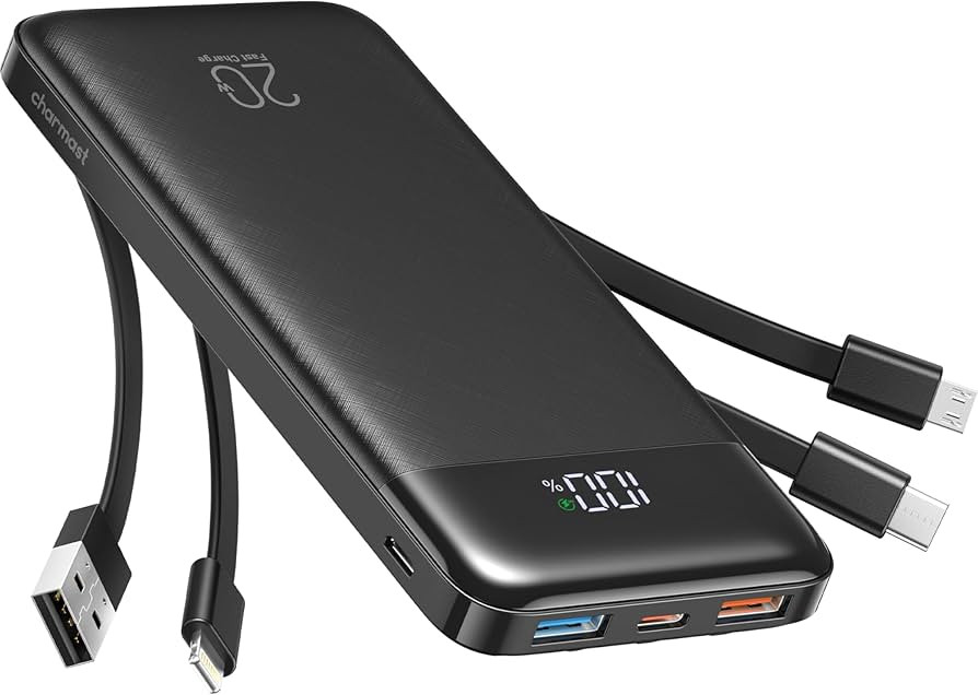 Charmast Power Bank 20000mAh, 20W Fast Charging Portable Charger with Built-in Cables, USB C Batt... | Amazon (US)