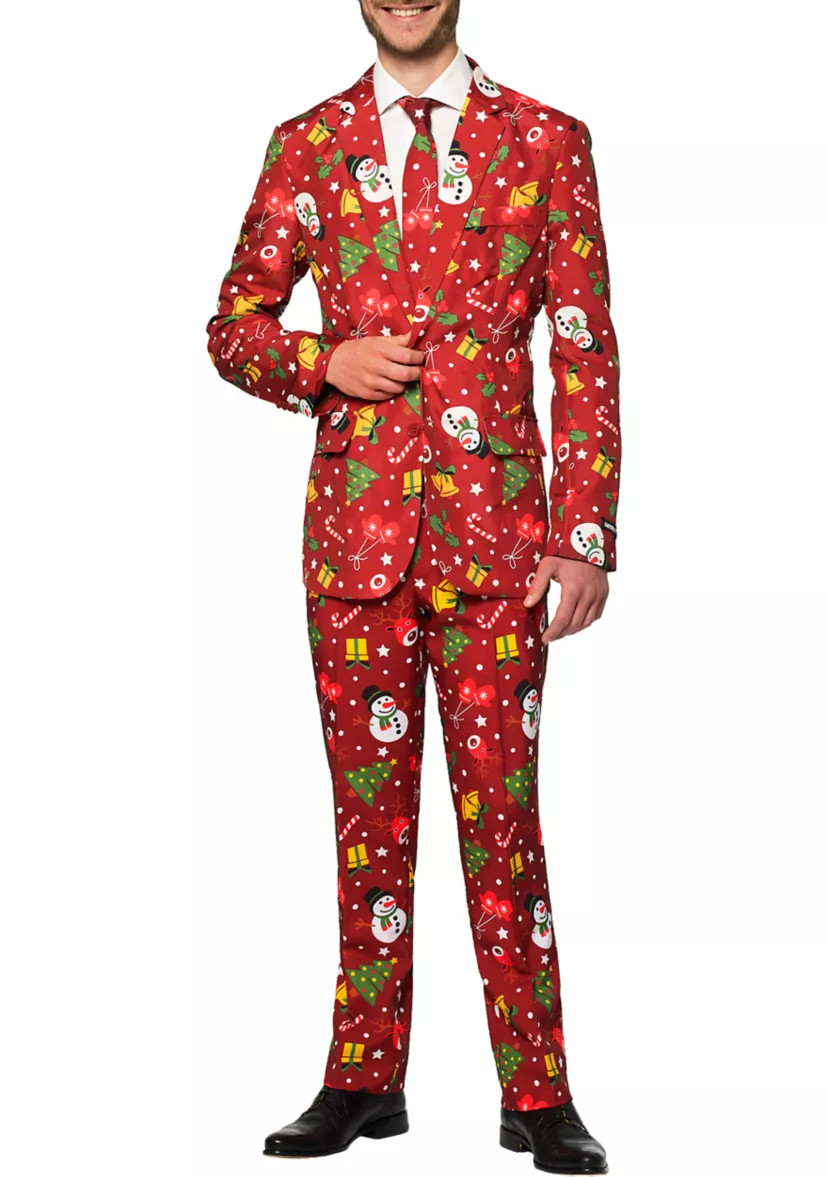 Christmas Red Icons Light Up 2 Piece Suit + Tie | Belk