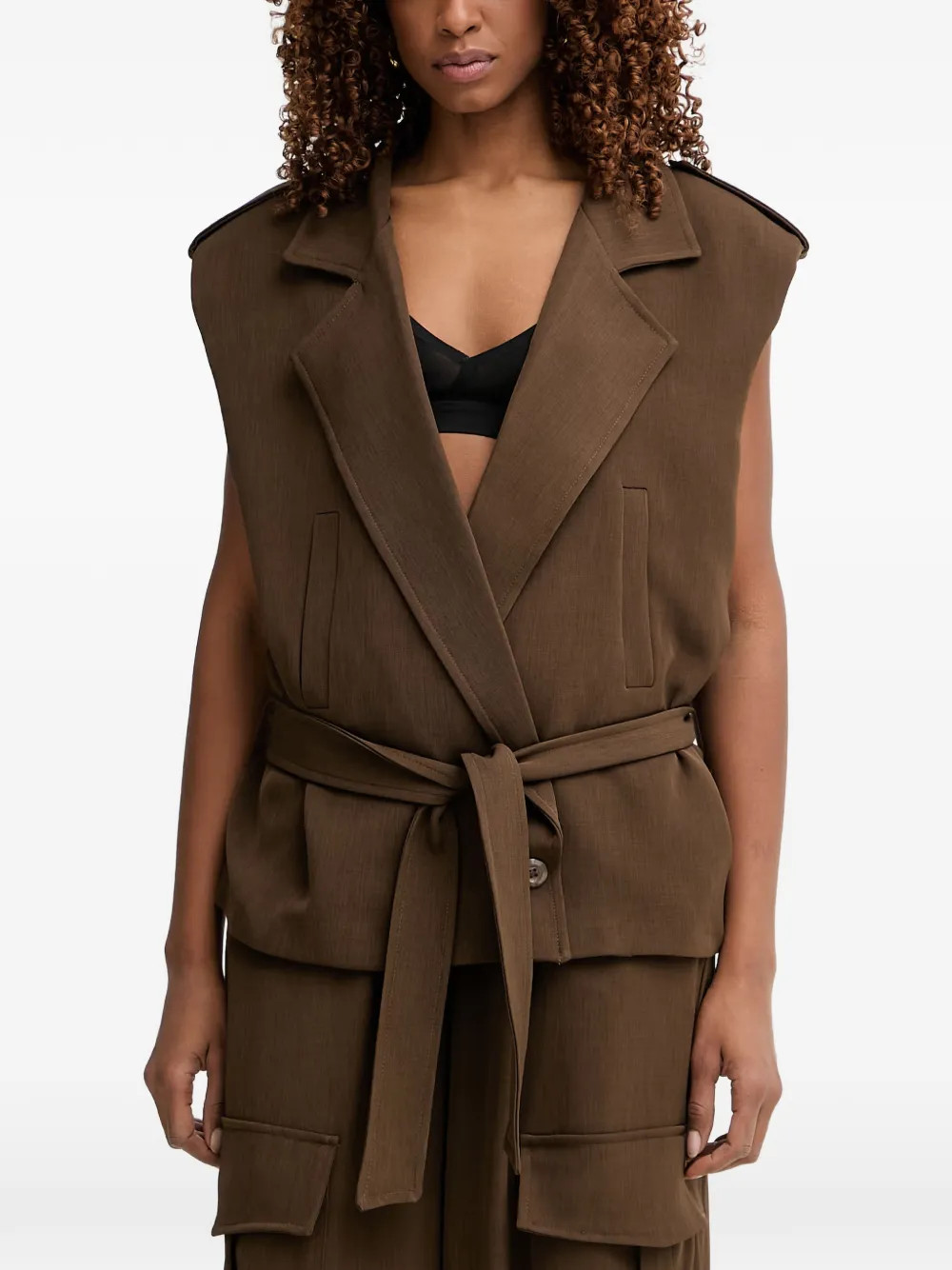 Haveone Belted Waistcoat | Brown | FARFETCH MY | Farfetch Global