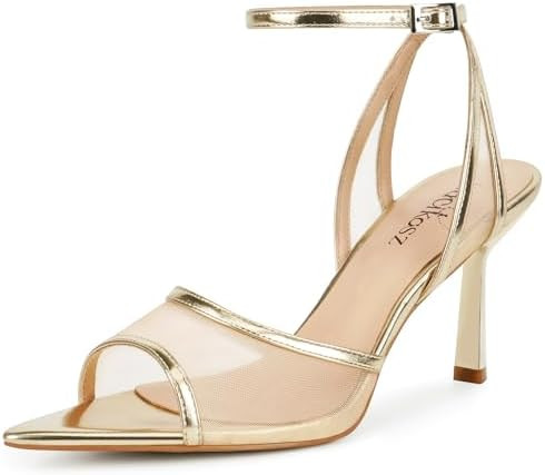 LACIKOSZ Mesh High Heels Womens Strappy Sandals Wedding Bride Dressy Shoes Pointed Toe Ankle Stra... | Amazon (US)