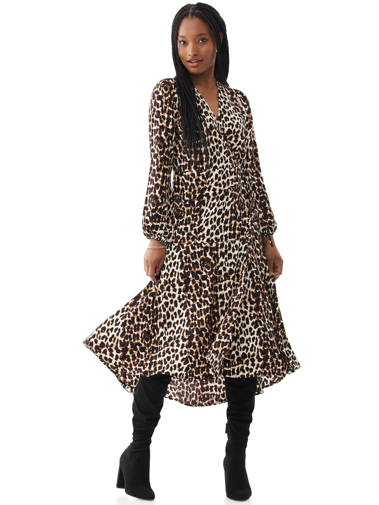 Scoop Women’s Leopard Print Maxi Wrap Dress | Walmart (US)