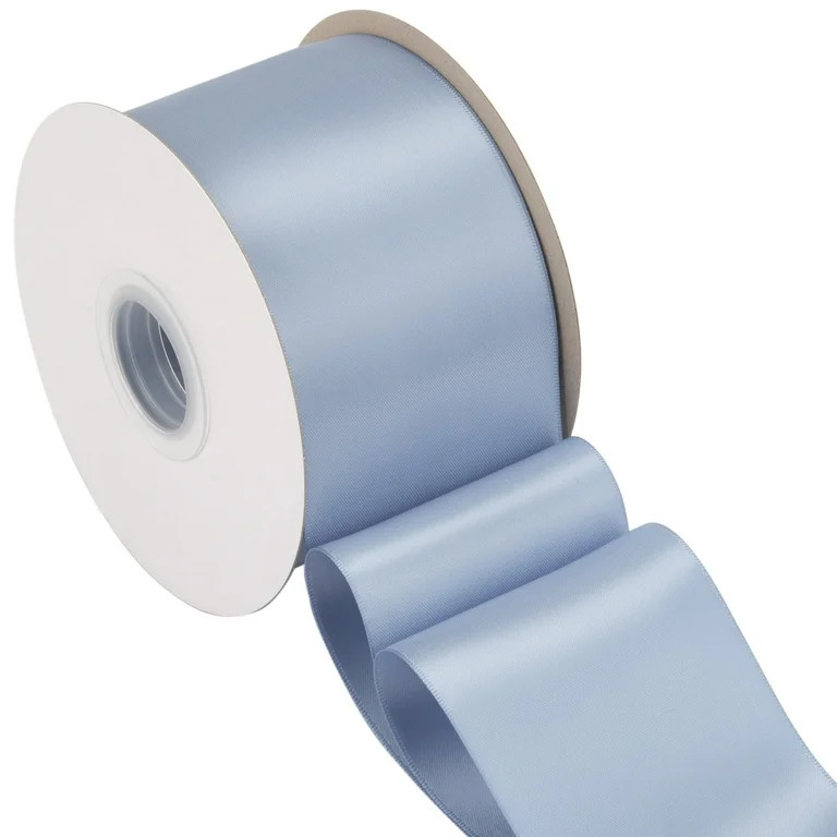 Joycrosso French Blue Ribbon 3 Inch Wide Thick Fabric Ribbon, 50 Yards Double Faced Satin for Cha... | Walmart (US)