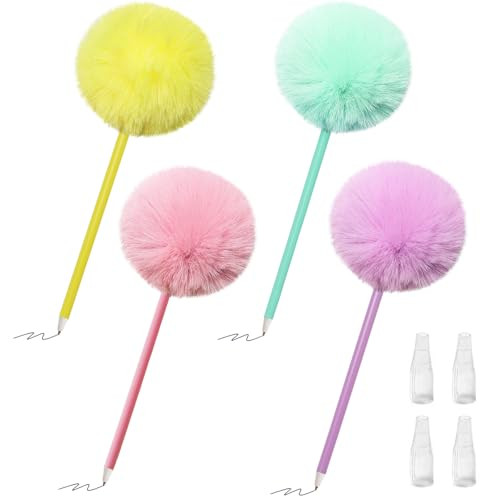 4 Pack Pom Pom Pen Fluffy Ballpoint Pens Cute Pens for Girls Fuzzy Pens for School Office,Blue In... | Amazon (US)