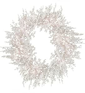 HGTV Home Collection Pre-Lit Christmas by The Sea Coral Artificial Wreath Pre-Strung with Warm Wh... | Amazon (US)