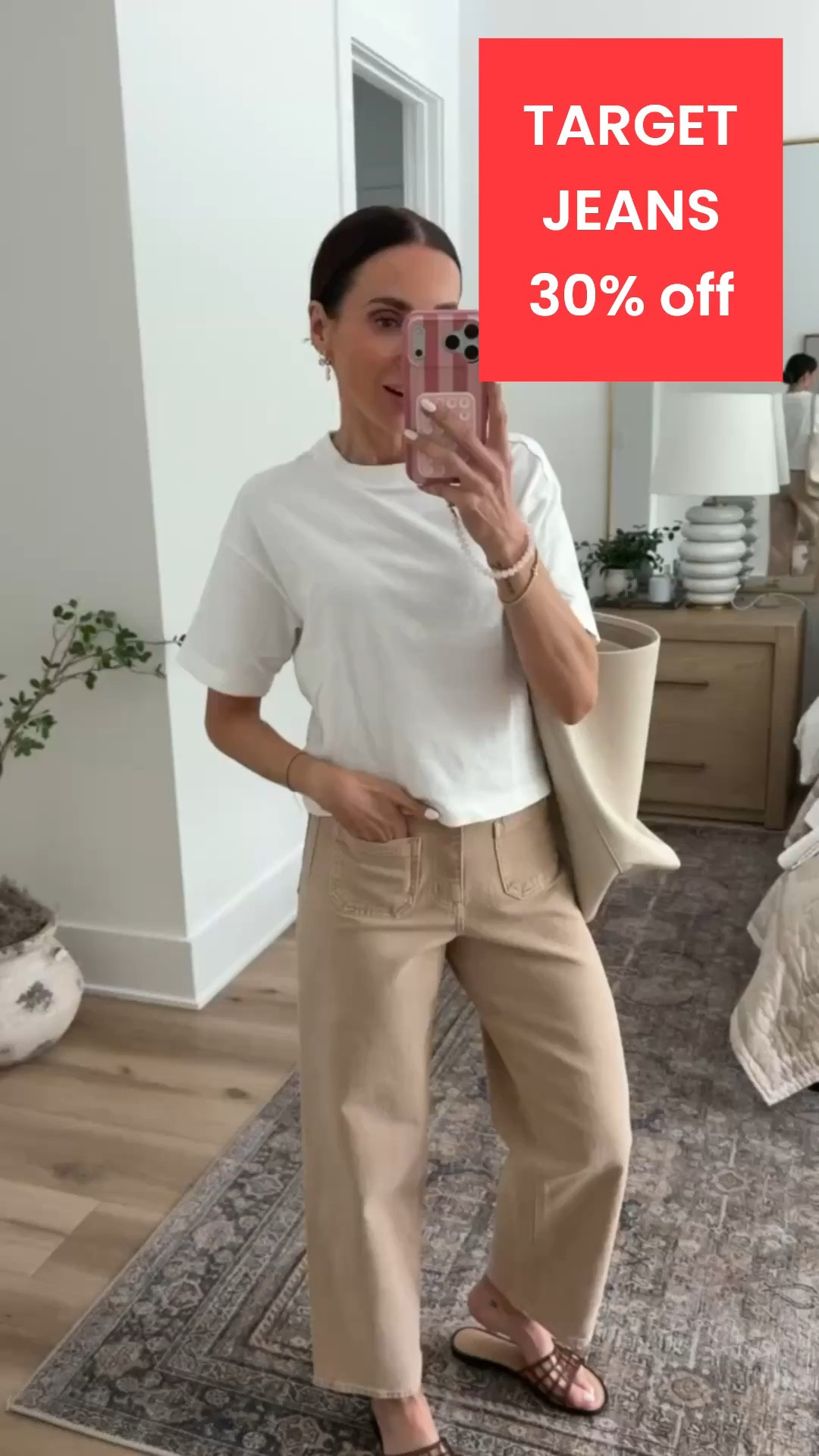 Target new sailor jeans 30% off, I'm wearing size 0 in jeans. 

neutral summer outfit, beige jeans outfit, casual everyday style, effortless summer look, minimalist chic outfit, beige denim, white tee, casual chic

#LTKSaleAlert #LTKOver40
