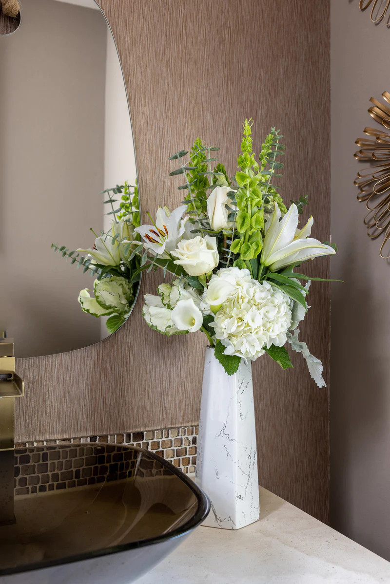 White and Silver Marble Design Vase " From Pops Of Color Home Collection" | Inspire Me! Home Decor