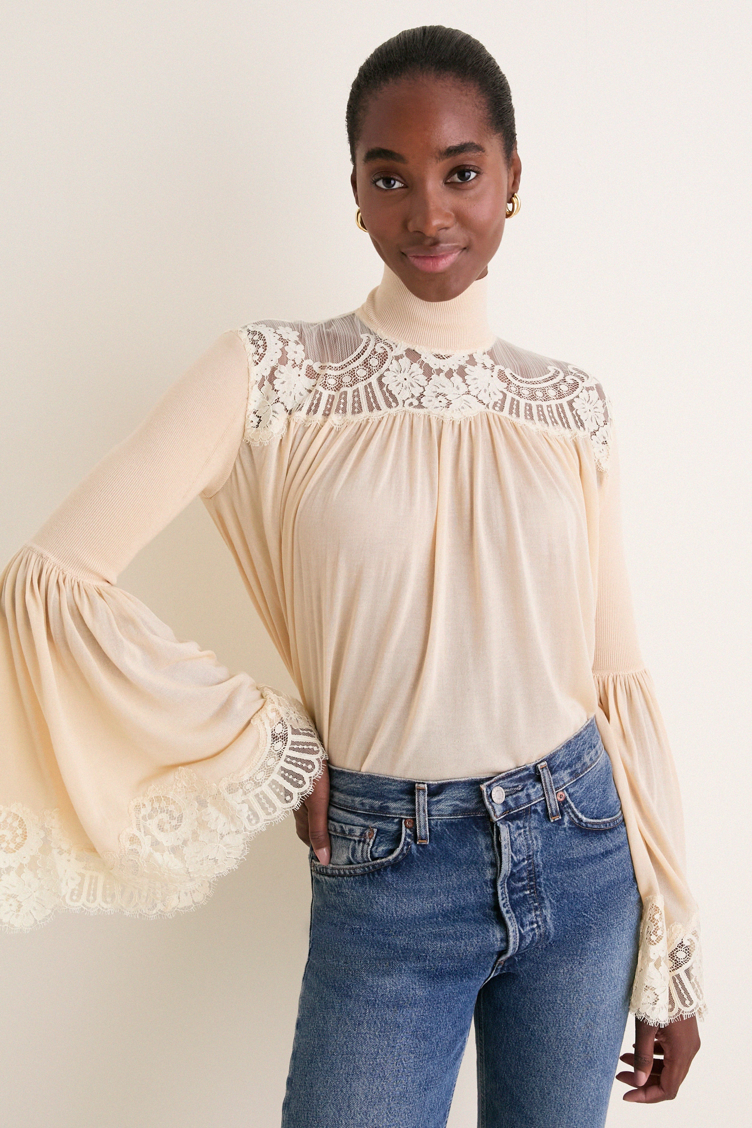Cream Valiant Lace Blouse | Tuckernuck (US)