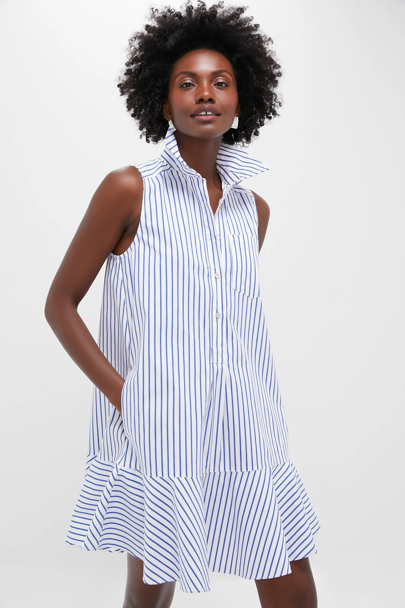 Blue Stripe Sleeveless Callahan Shirt Dress | Tuckernuck (US)