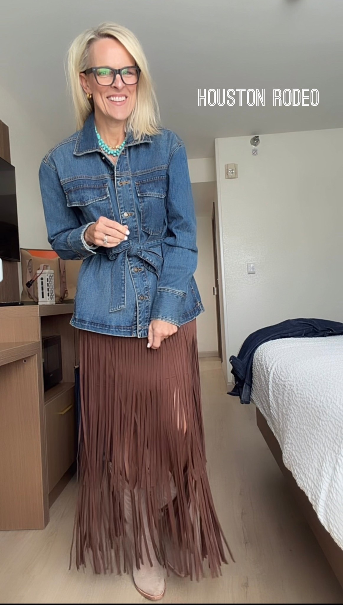 Houston rodeo 

Small swim shirt, small skirt 

If you’re looking for cowboy boots.- these are the best I’ve ever owned! Incredibly comfortable! They come in a taller version too 
Fit tts 
Code CINDY25 for Allie + Bess!

@Tecovas 

#LTKootd #LTKOver40 #LTKdayinmylife