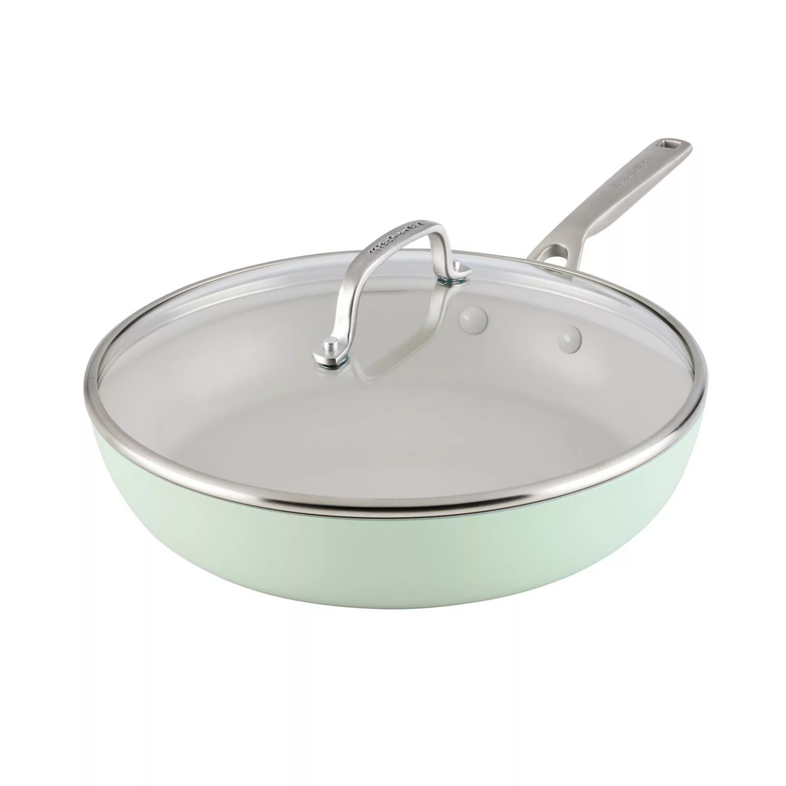 KitchenAid® Hard-Anodized Ceramic Induction Skillet 12.25-Inch with Lid, Green | Kohl's