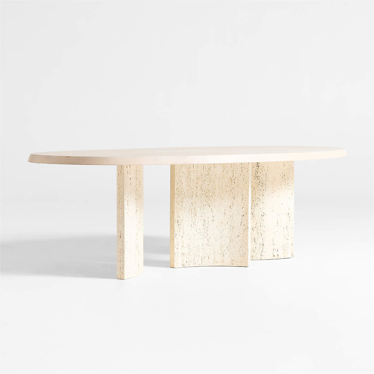 Point Dune 93" Oval Wood and Travertine Dining Table by Brigette Romanek + Reviews | Crate & Barr... | Crate & Barrel