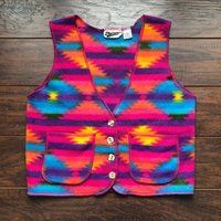 90's Vintage Southwestern Women's Merona Colorful Aztec Style Fleece Vest | Etsy (US)