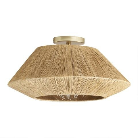 Natural Jute Woven Semi Flush Mount Ceiling Light | World Market