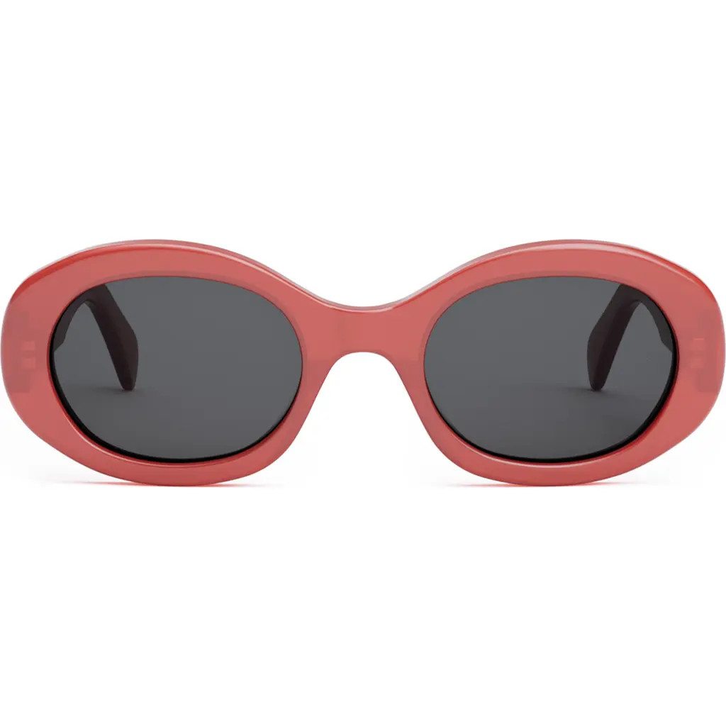 CELINE Triomphe 52mm Oval Sunglasses in Shiny Red /Smoke at Nordstrom | Nordstrom
