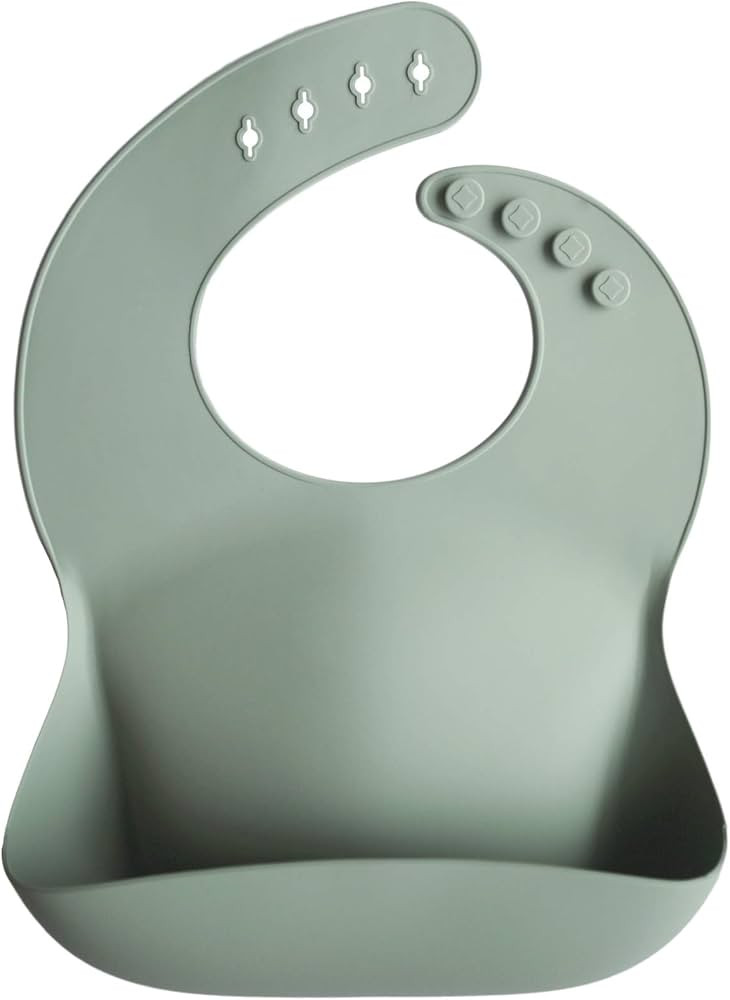 mushie Silicone Baby Bib | Adjustable Fit Waterproof Bibs (Cambridge Blue) | Amazon (US)