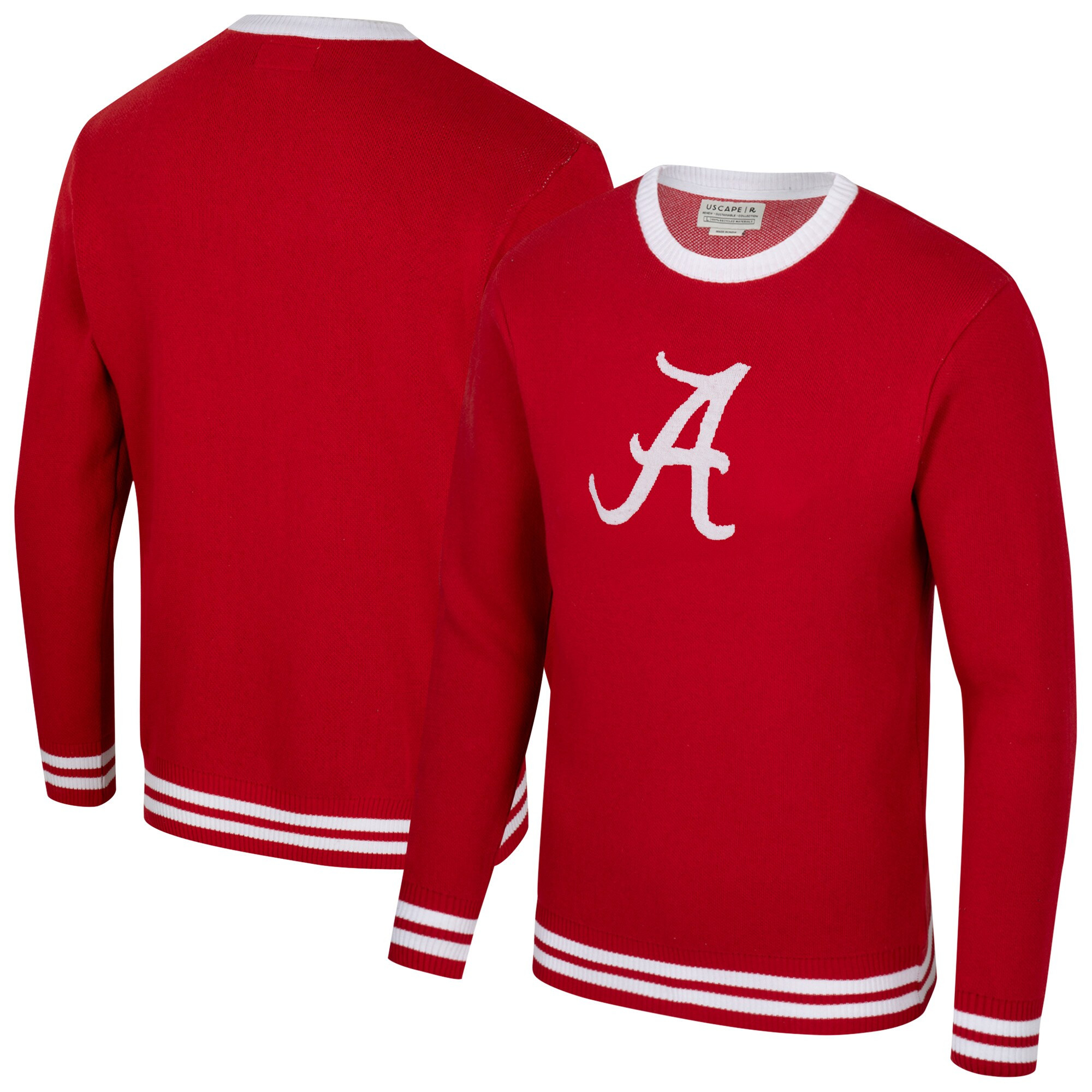 Alabama Crimson Tide Uscape Apparel Unisex Renew Knit Vintage Pullover Sweater - Crimson | Fanatics