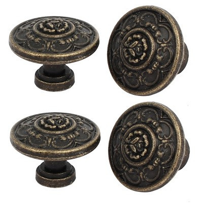Unique Bargains Drawer Dresser Cabinet Single Hole Screw Mounted Pull Handle Knobs 1.2"x0.87" Bronze Tone 4 Pcs | Target