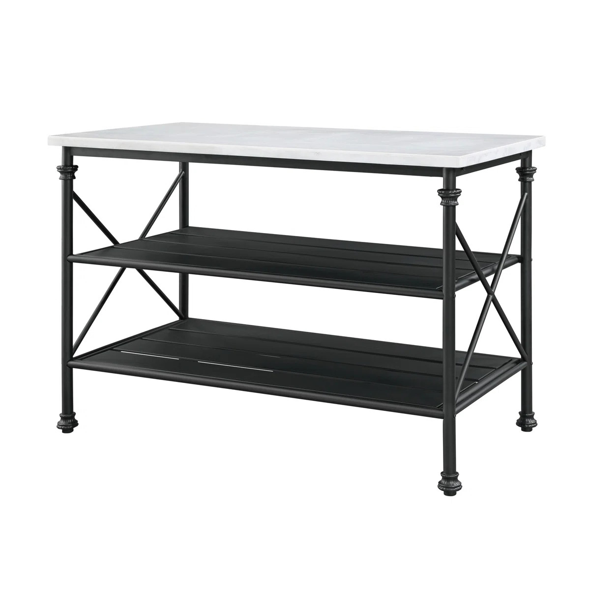 Kitchen Island With 2-Tier Metal Shelf | Wayfair North America