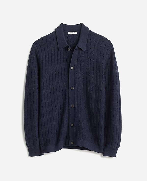 Button-Up Long-Sleeve Polo Shirt in Merino Wool | Madewell | Madewell