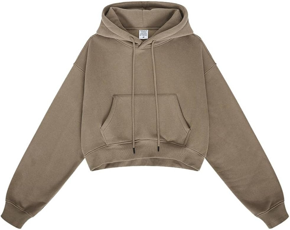 Women's Cropped Hoodie Heavyweight Pullover Sweatshirt Long Sleeve Women's Casual Hoodies Cropped... | Amazon (US)