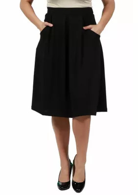 24seven Comfort Apparel Women's Plus Size Classic Black Knee Length Skirt | Belk