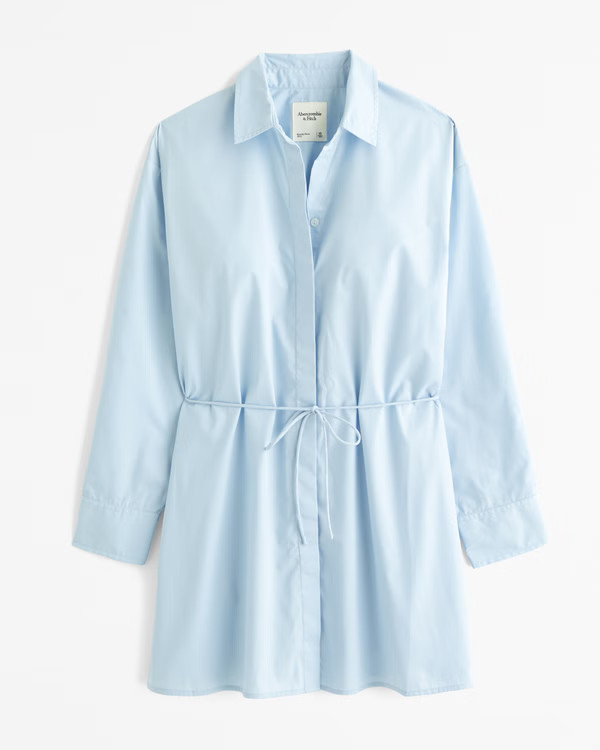 Women's Long-Sleeve Mini Shirt Dress | Women's Clearance | Abercrombie.com | Abercrombie & Fitch (US)