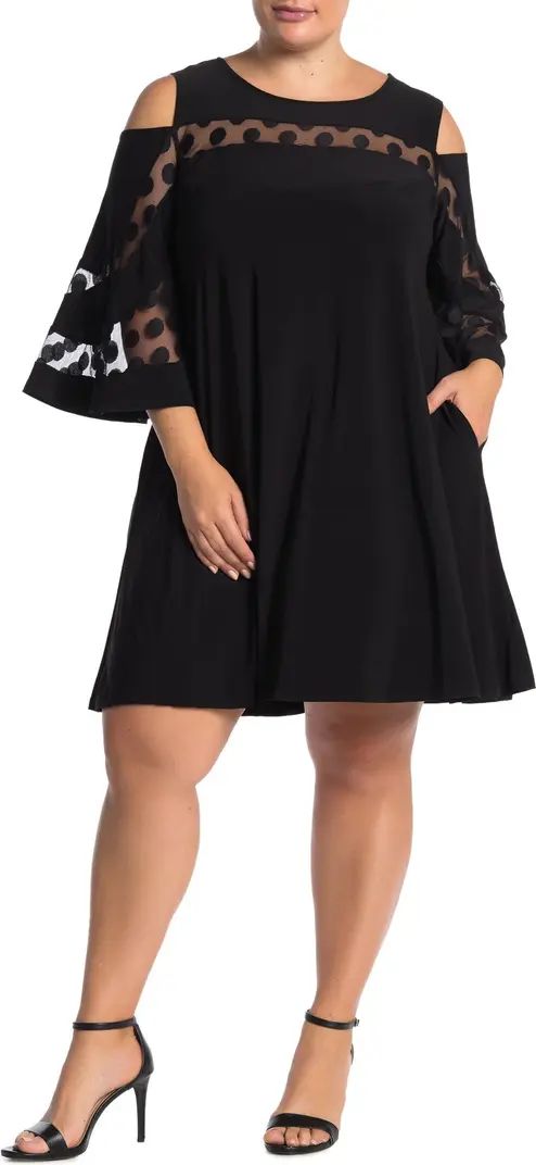 Jewel Neck Cold Shoulder 3/4 Sleeve Dress | Nordstrom Rack