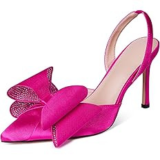 Celbreez Women's Heeled Sandals Rhinestone Double Bowknot Sandals Stiletto High Heels Pumps Sexy ... | Amazon (US)