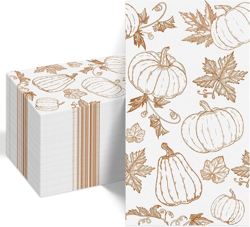 100pcs Fall Pumpkins Guest Napkins Disposable Hand Towels for Bathroom | Amazon (US)