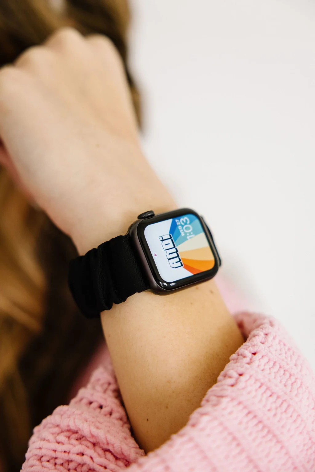 Black Athletic Scrunchie Band Compatible with Apple Watch | Shop Andi